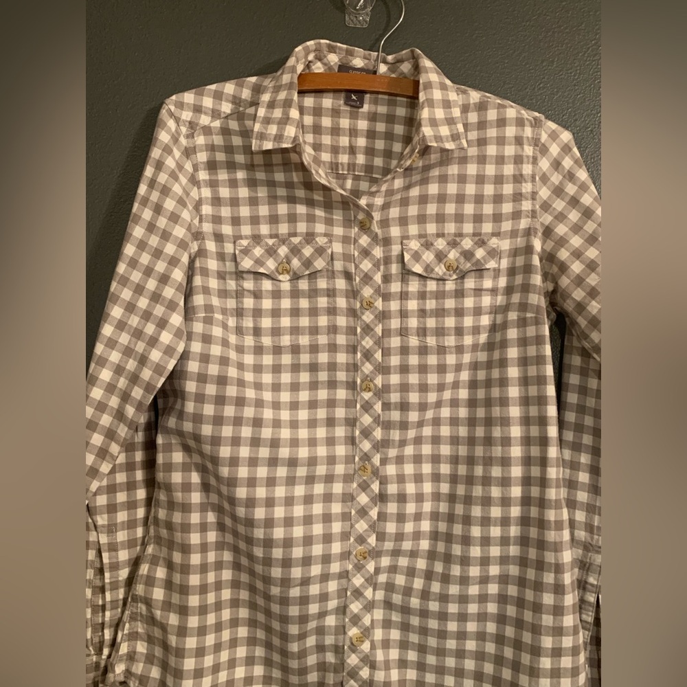 Eddie Bauer Brown Checkered Long Sleeve Shirt